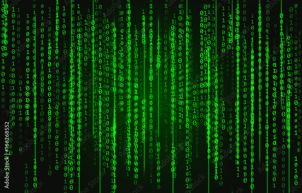 Green neon binary code on a black background Stock Vector | Adobe ...
