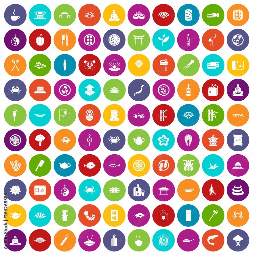100 sushi bar icons set color 100 sushi bar icons set color