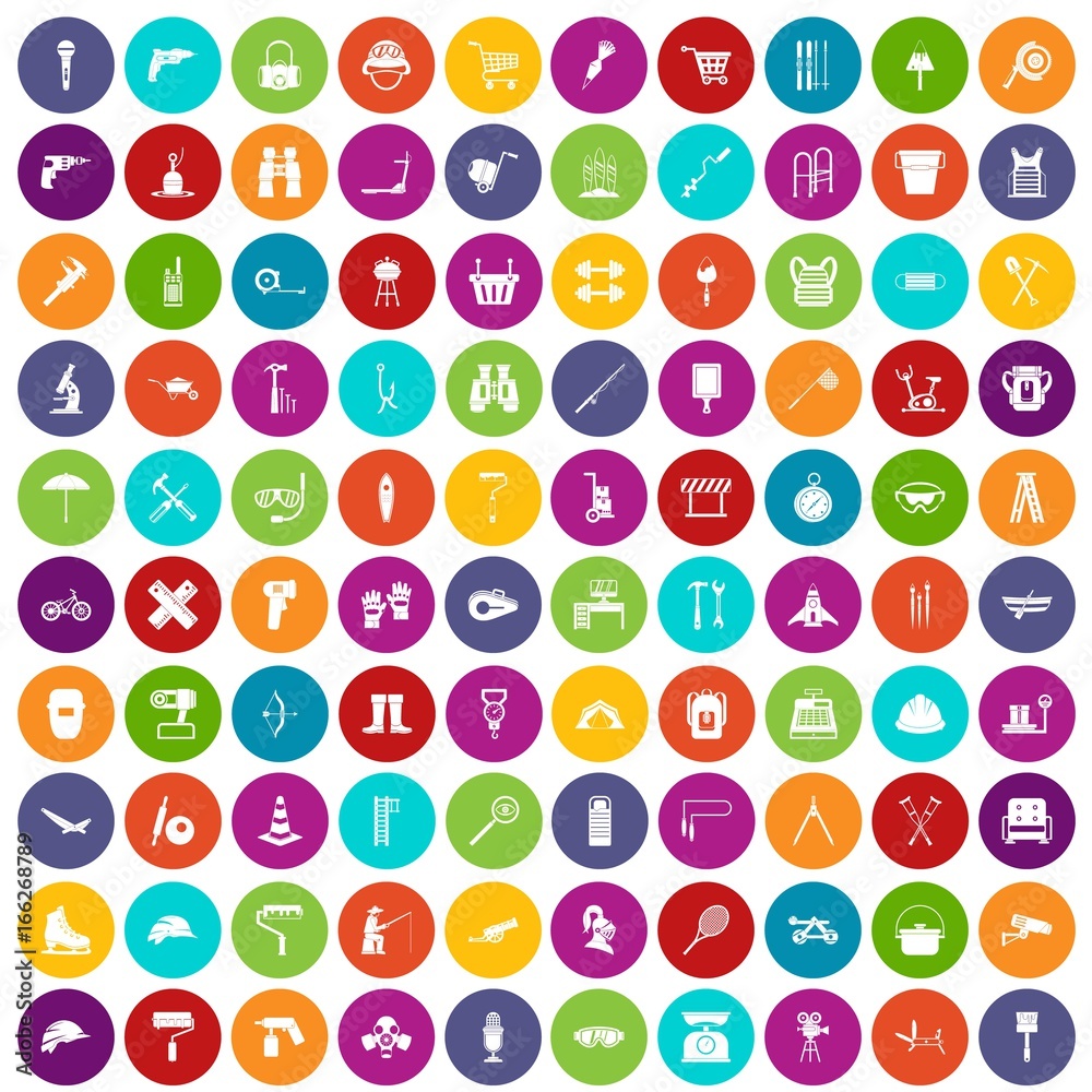 100 tackle icons set color 100 tackle icons set color