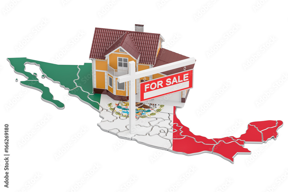 Naklejka premium Property for sale and rent in Mexico concept, 3D rendering