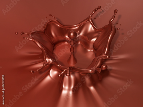 3d melting chocolate lake waving with round shape. Valentine 3D Illustration Design Series.