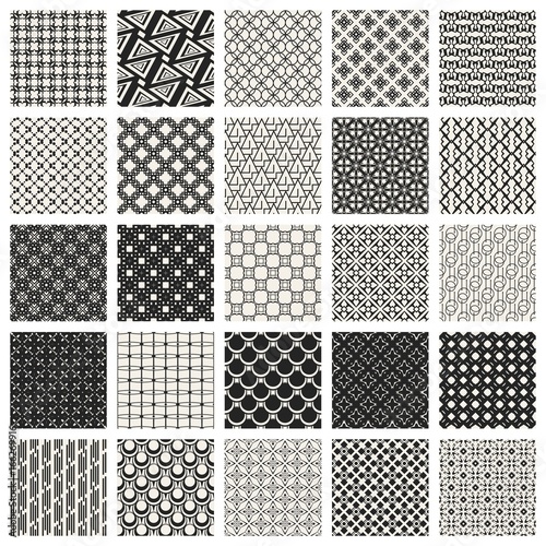 Abstract concept vector monochrome geometric pattern. Black and white minimal background. Creative illustration template. Seamless stylish texture. For wallpaper, surface, web design, textile, decor.