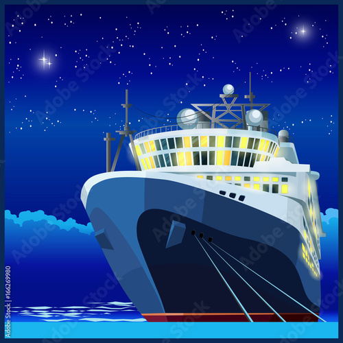 Ocean liner at night