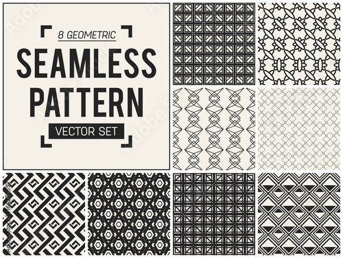 Abstract concept vector monochrome geometric pattern. Black and white minimal background. Creative illustration template. Seamless stylish texture. For wallpaper, surface, web design, textile, decor.