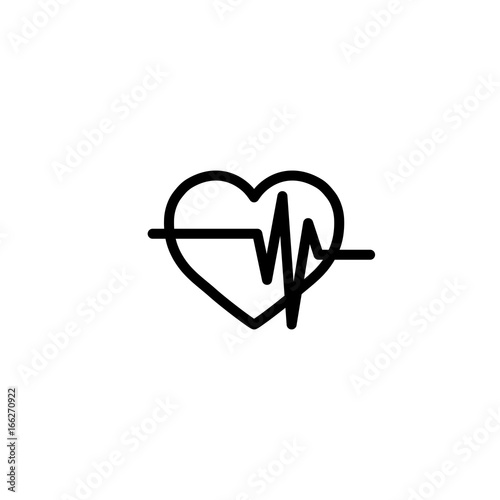 heart beatrate line black icon