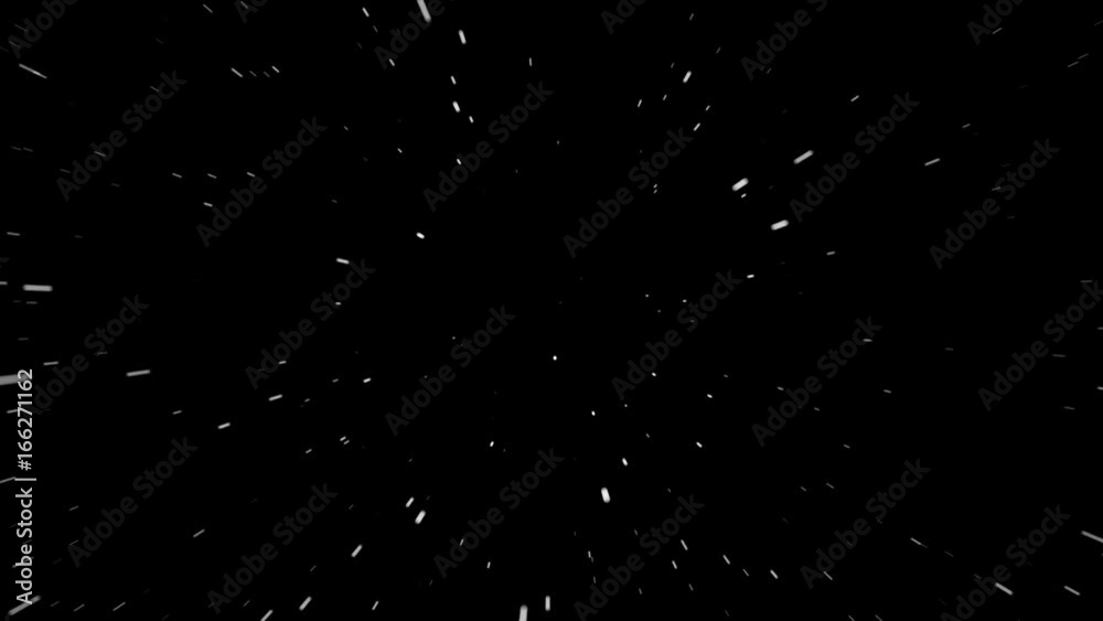 Flight of abstract stars of galaxy on black background.