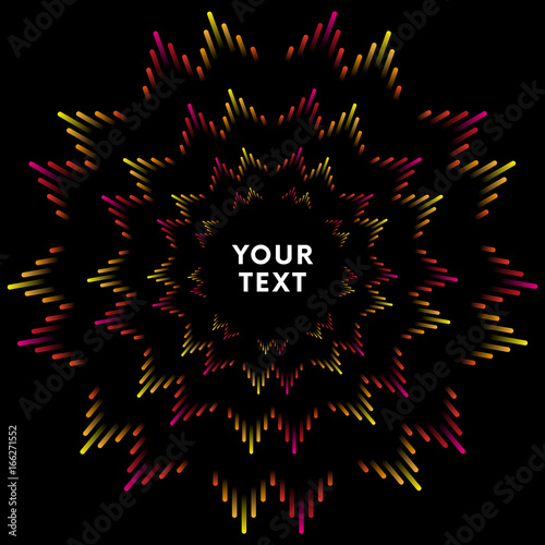 Illustration of colorful musical bar showing volume. Colorful music equalizer sound waves background. Vector illustration. Graphic Design Editable For Your Design. Frame template. Circle design.