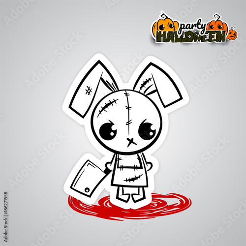 Halloween evil bunny voodoo doll pop art comic