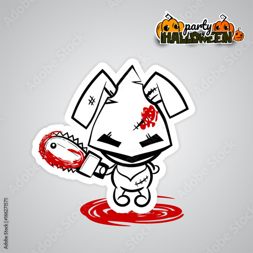 Halloween evil bunny voodoo doll pop art comic