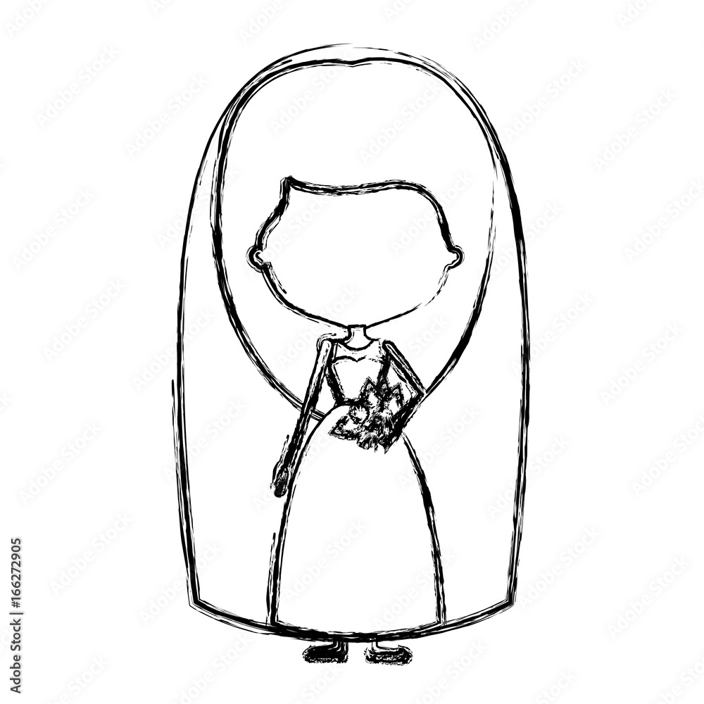 monochrome blurred silhouette of caricature faceless woman in wedding dress with long hairstyle monochrome blurred silhouette of caricature faceless woman in wedding dress with long hairstyle