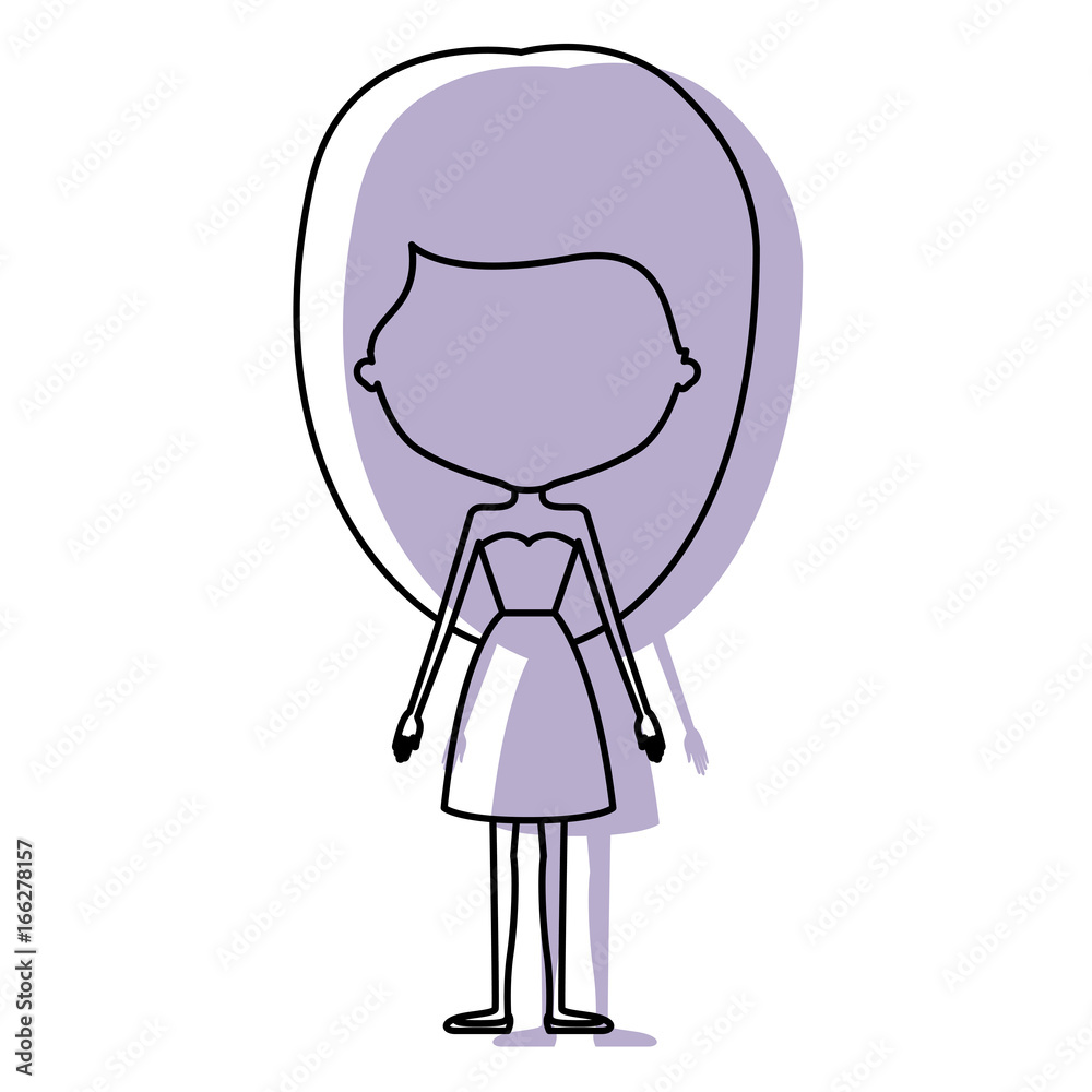 watercolor silhouette with skinny faceless woman in dress with medium hairstyle watercolor silhouette with skinny faceless woman in dress with medium hairstyle