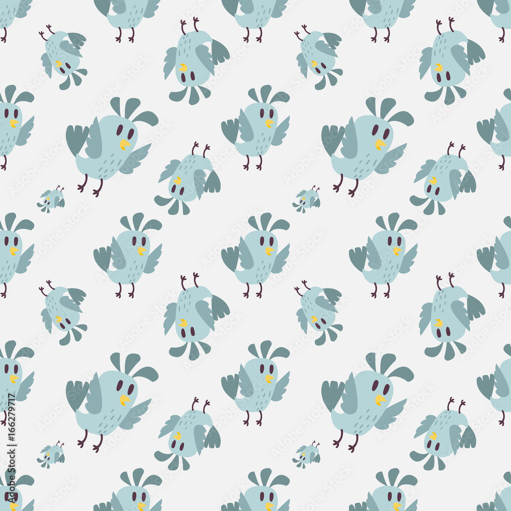 Cute birds seamless pattern vector illustration cartoon colorful