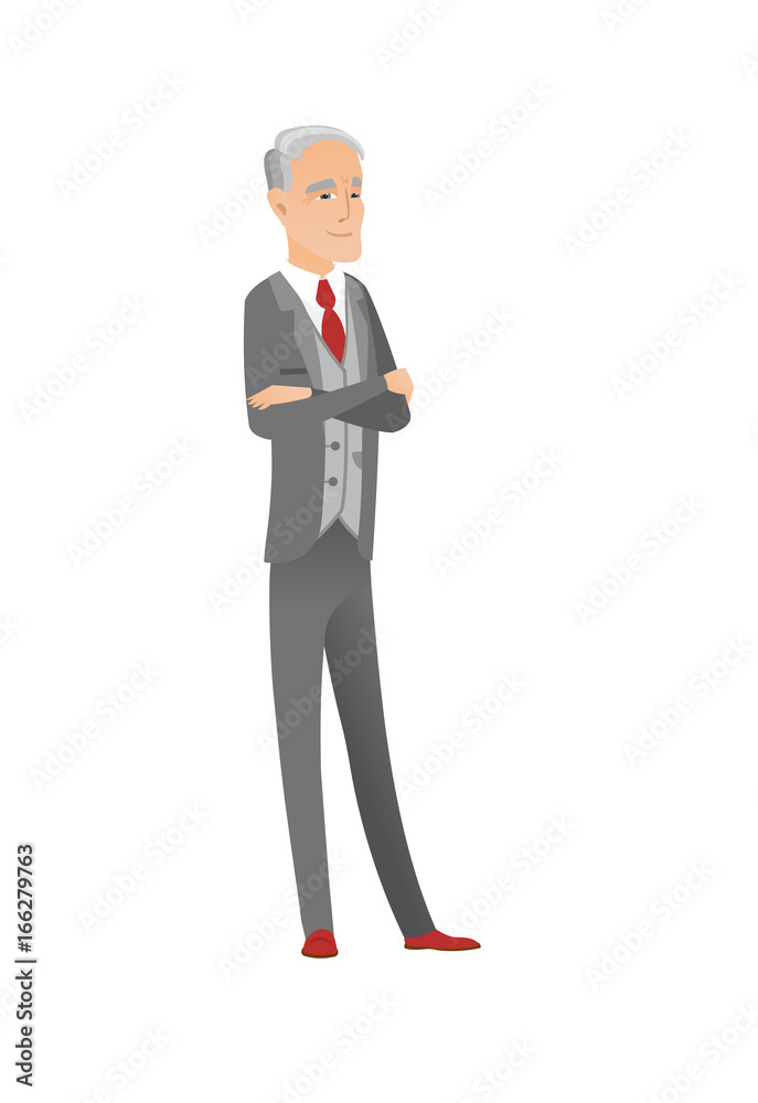 Caucasian confident businessman with folded arms. Caucasian confident businessman with folded arms.