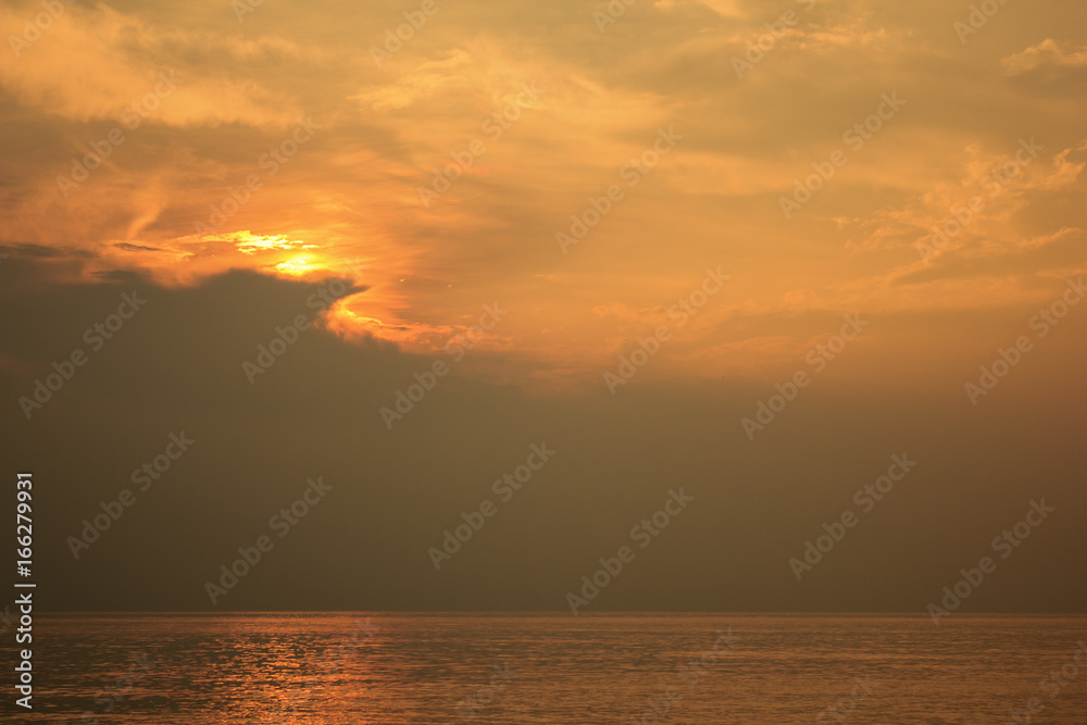 landscape of beautiful cloudy sky and sea in morning (can use as background)