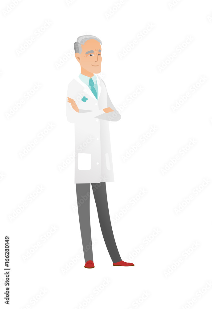 Senior caucasian confident doctor with folded arms Senior caucasian confident doctor with folded arms