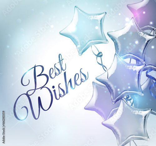 Best Wishes background with star shaped balloons. Vector illustration.Wallpaper.flyers, invitation, posters, brochure, banners