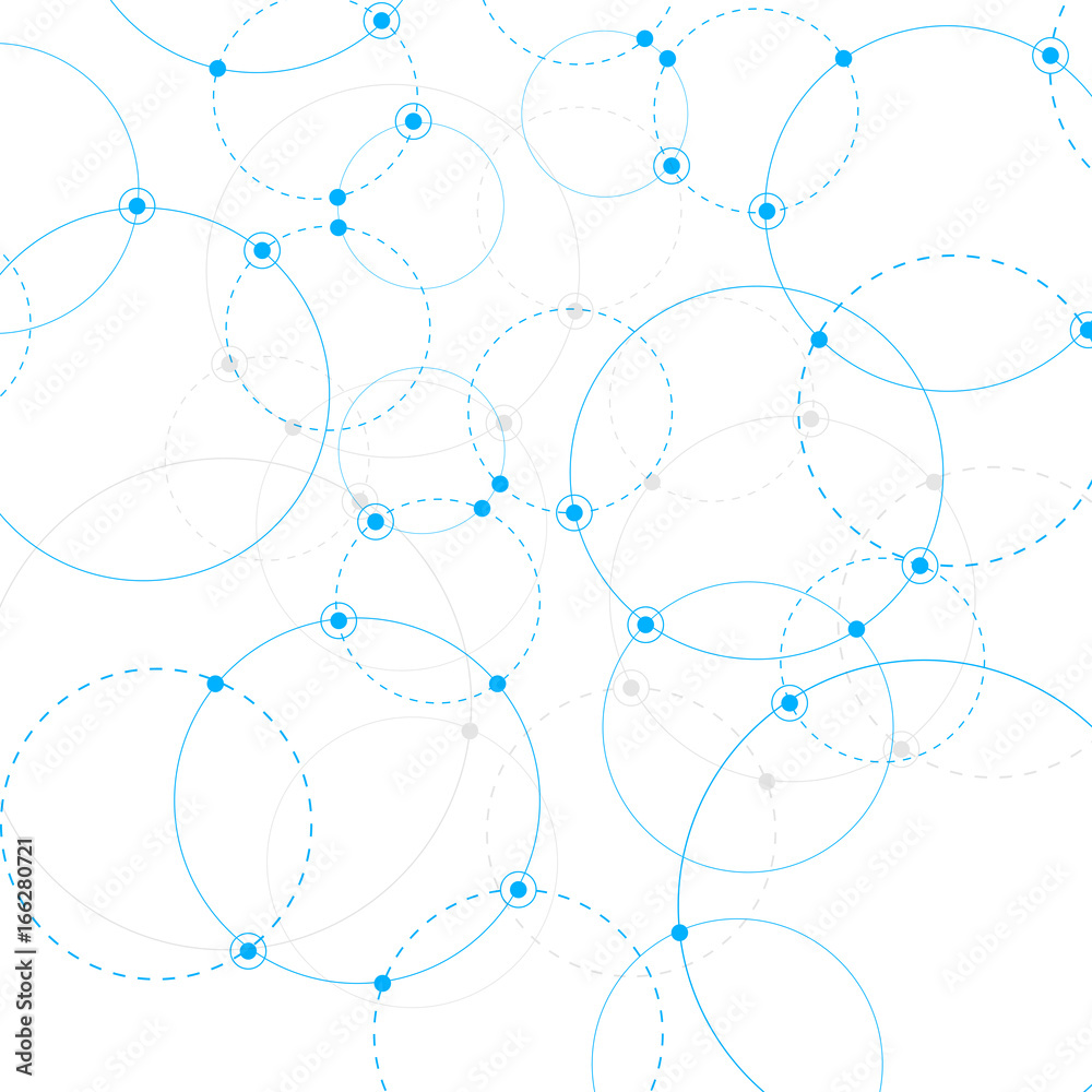 Naklejka Koncepcja połączenia technologii z linii i kropek. Znak sieci. Ilustracja wektorowa