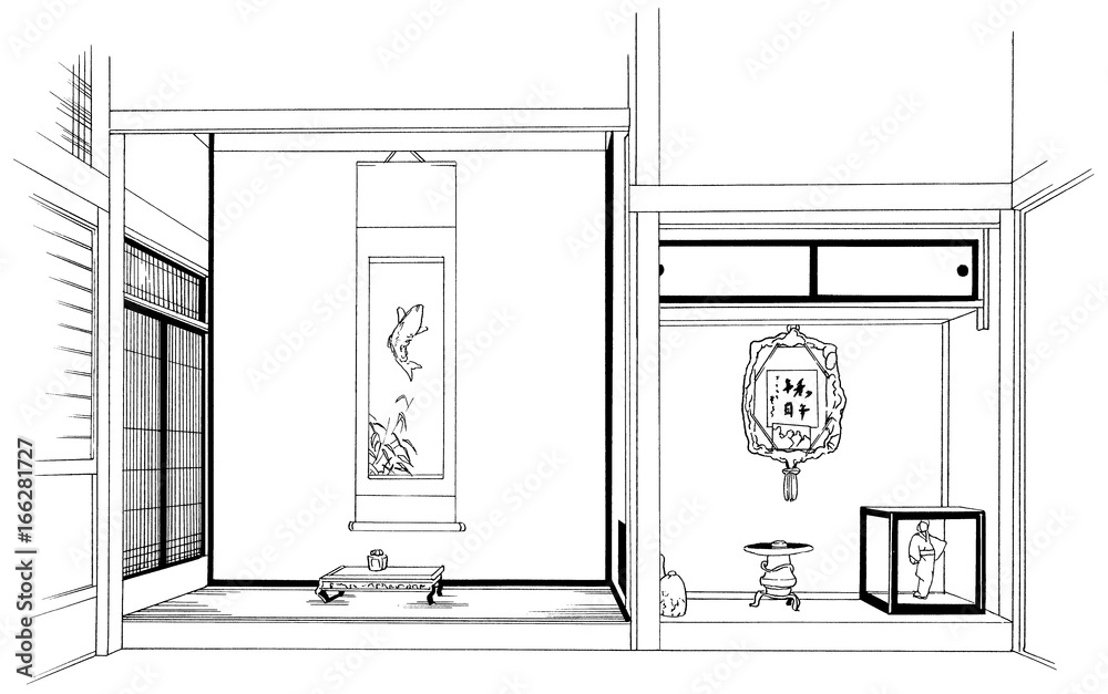 漫画風ペン画イラスト 和室 Stock Illustration Adobe Stock