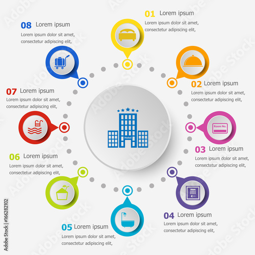 Infographic template with hotel icons