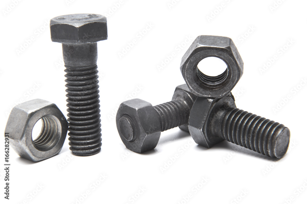 bolt and nut isolated on white background bolt and nut isolated on white background