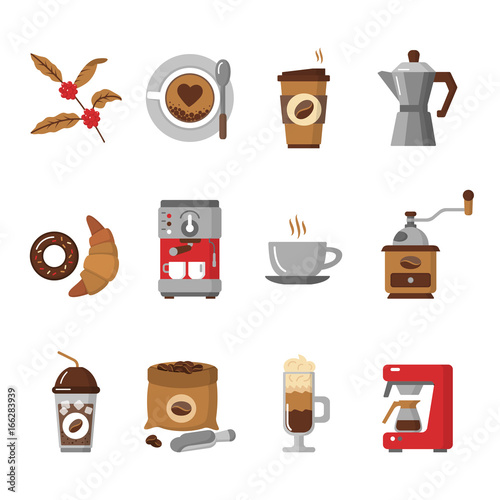 Coffee icons isolated on white background.