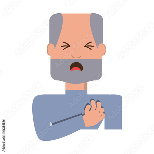 Man with heart attack face cartoon