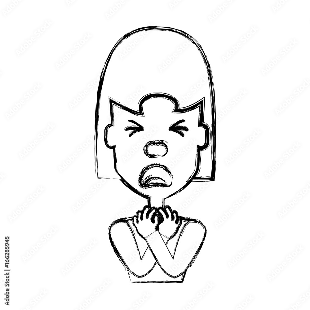 Woman with heart attack face Woman with heart attack face