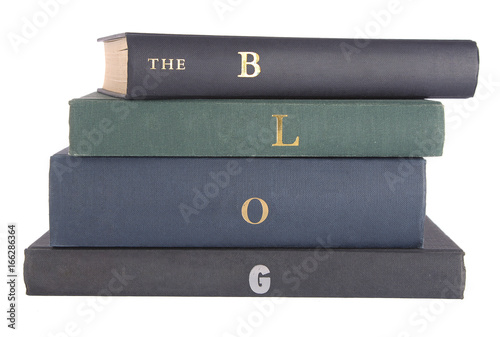 Pile of books with the word 