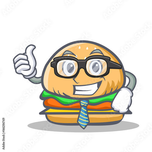 Businessman burger character fast food