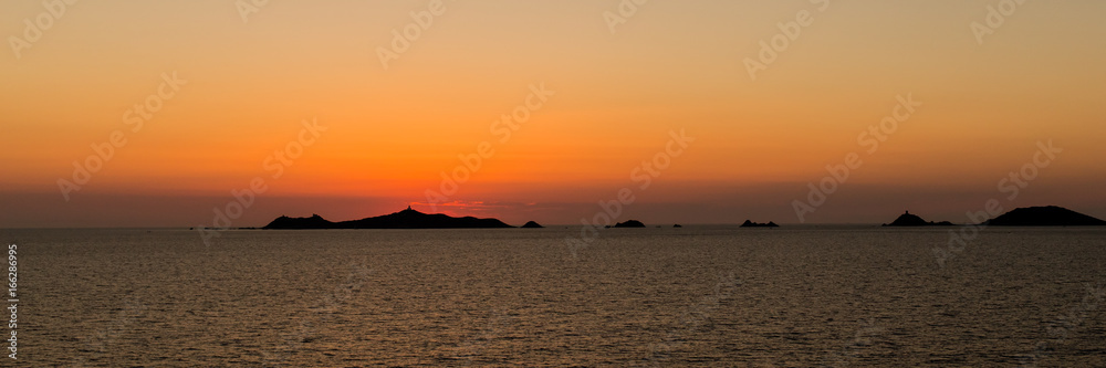 Sunset on the sanguinary islands, near Ajaccio in Corsica
