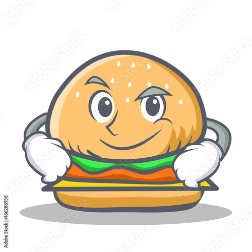 Smirking burger character fast food