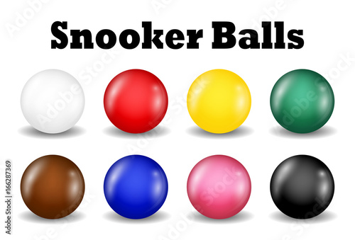 snooker balls set on a white background