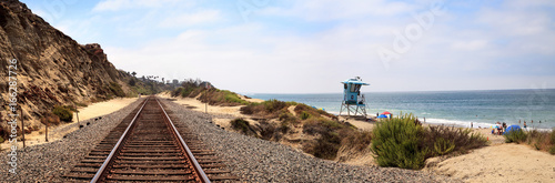 Train tracks run through San Clemente State Beach photo