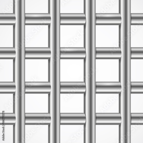 Vector Square Iron Cage Prison or Jail Bars Isolated on White.