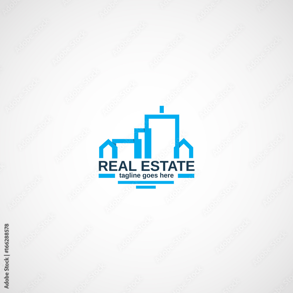 Real Estate, linear Buildings logo.