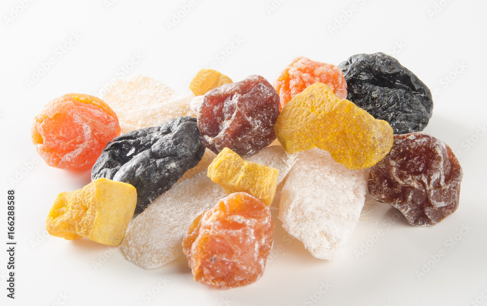 preserved fruits or mix preserved fruits on the background.