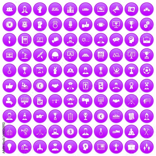 100 leadership icons set purple