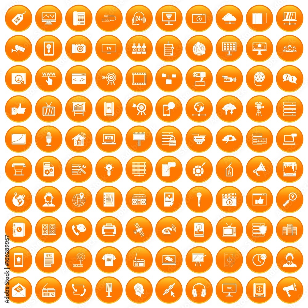 100 information technology icons set orange 100 information technology icons set orange