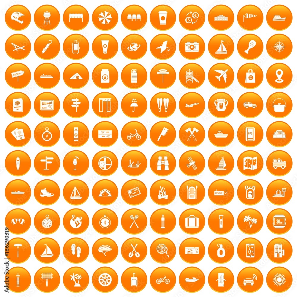 100 journey icons set orange 100 journey icons set orange
