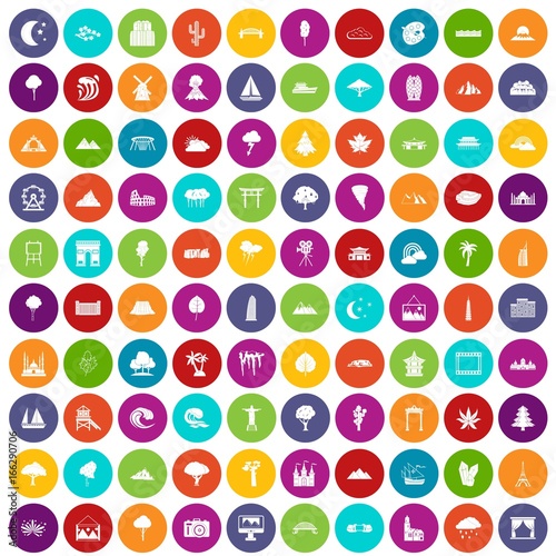 100 view icons set color