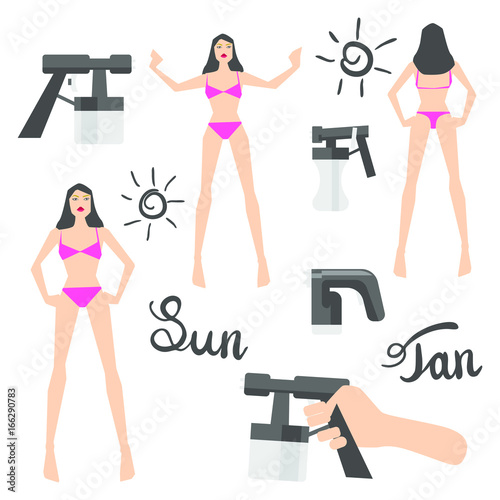 Vector set of tanning spray elements