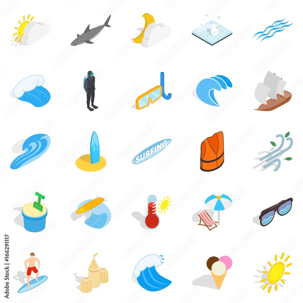 Obraz premium Rescuers icons set, isometric style