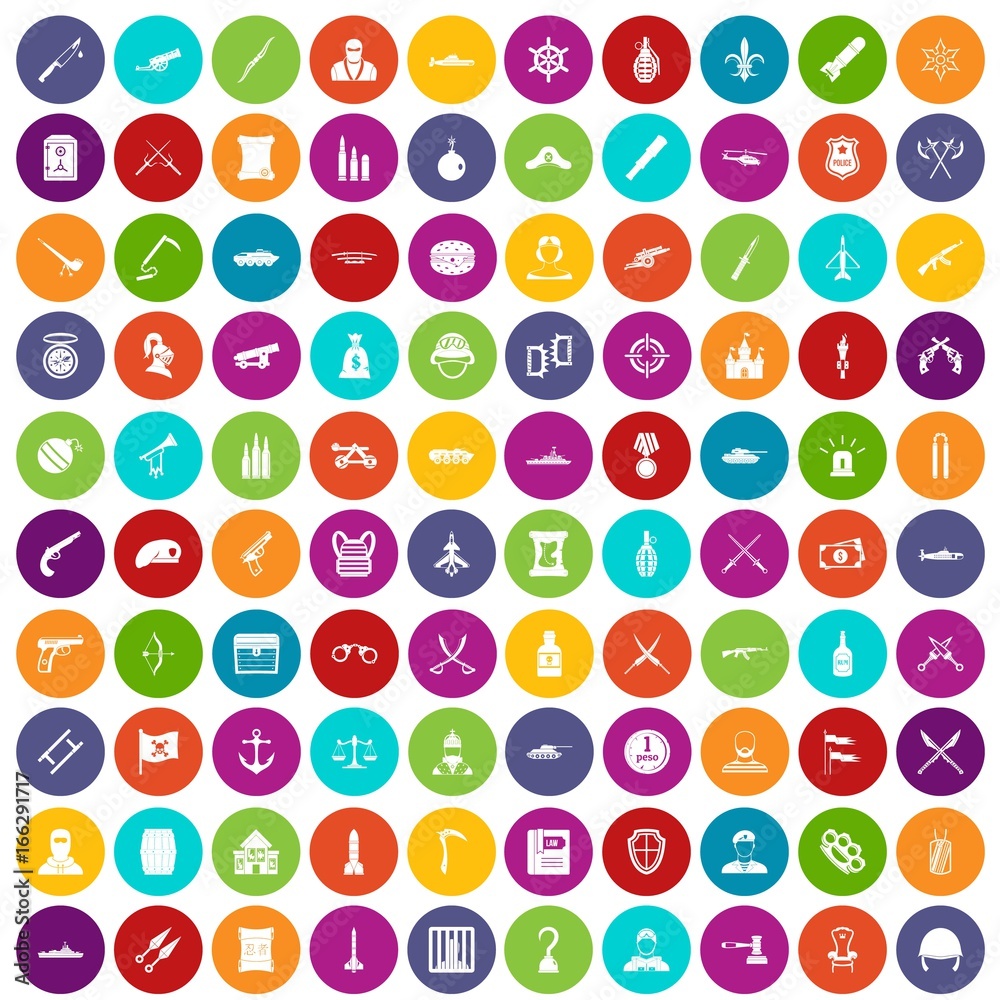 100 weapons icons set color 100 weapons icons set color
