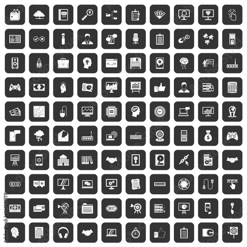 100 web development icons set black