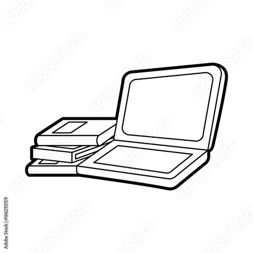 laptop computer with books
