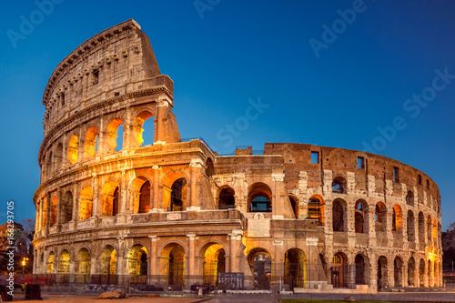 Colosseum at sunset  Rome. Rome best known architecture and landmark. Rome Colosseum is one of the main attractions of Rome and Italy