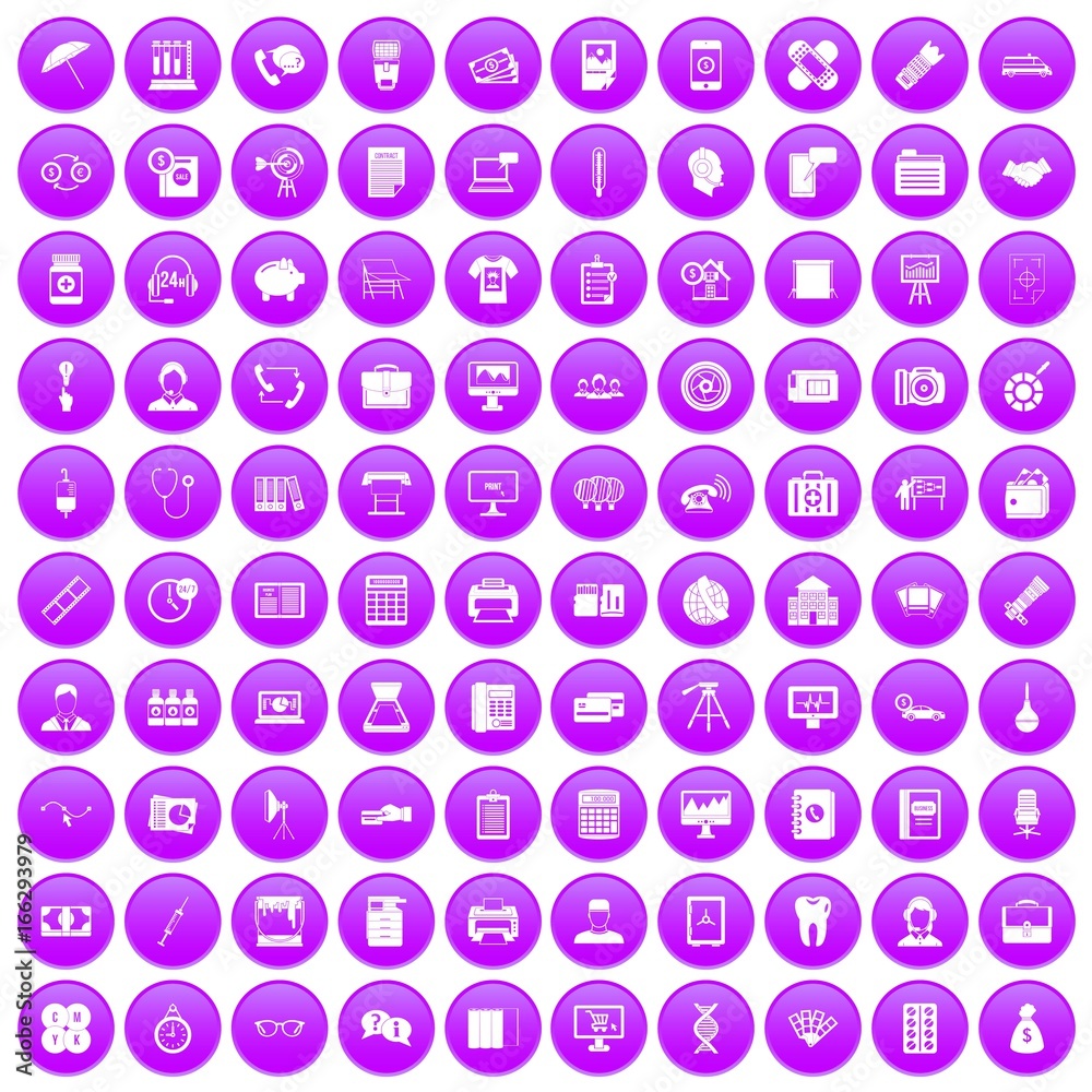 100 department icons set purple 100 department icons set purple