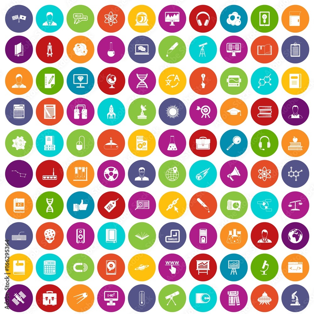 100 researcher science icons set color 100 researcher science icons set color