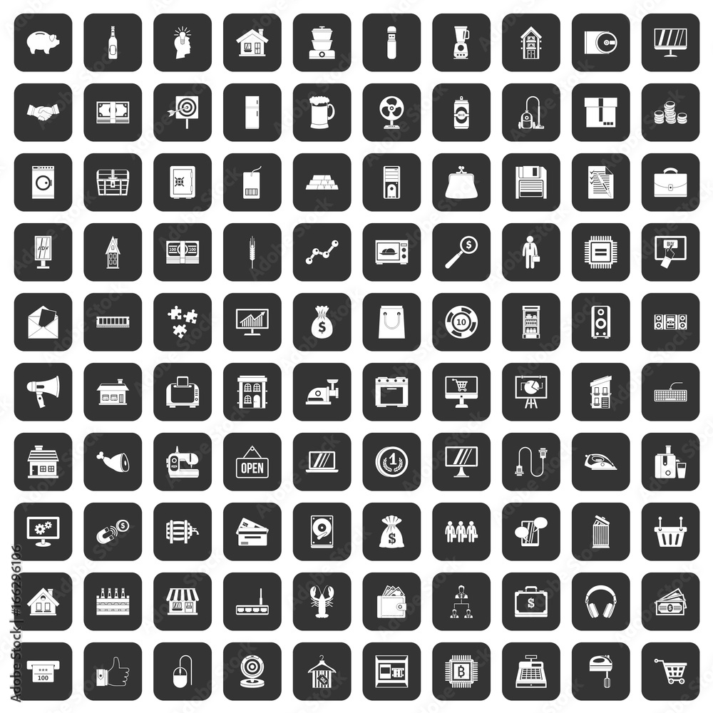 100 sales icons set black 100 sales icons set black