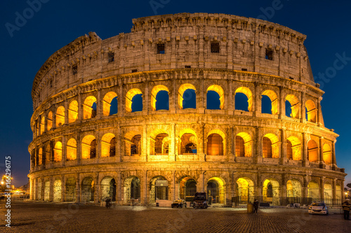 Colosseum at sunset, Rome. Rome best known architecture and landmark. Rome Colosseum is one of the main attractions of Rome and Italy